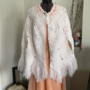 Elegant White Crochet Capelet